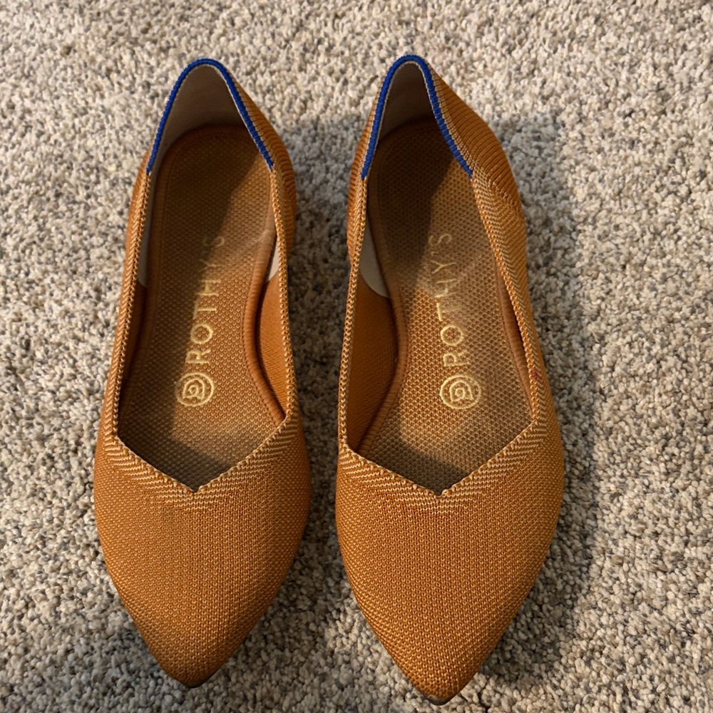 Rothy's Women's Brown Flats with Blue Trim